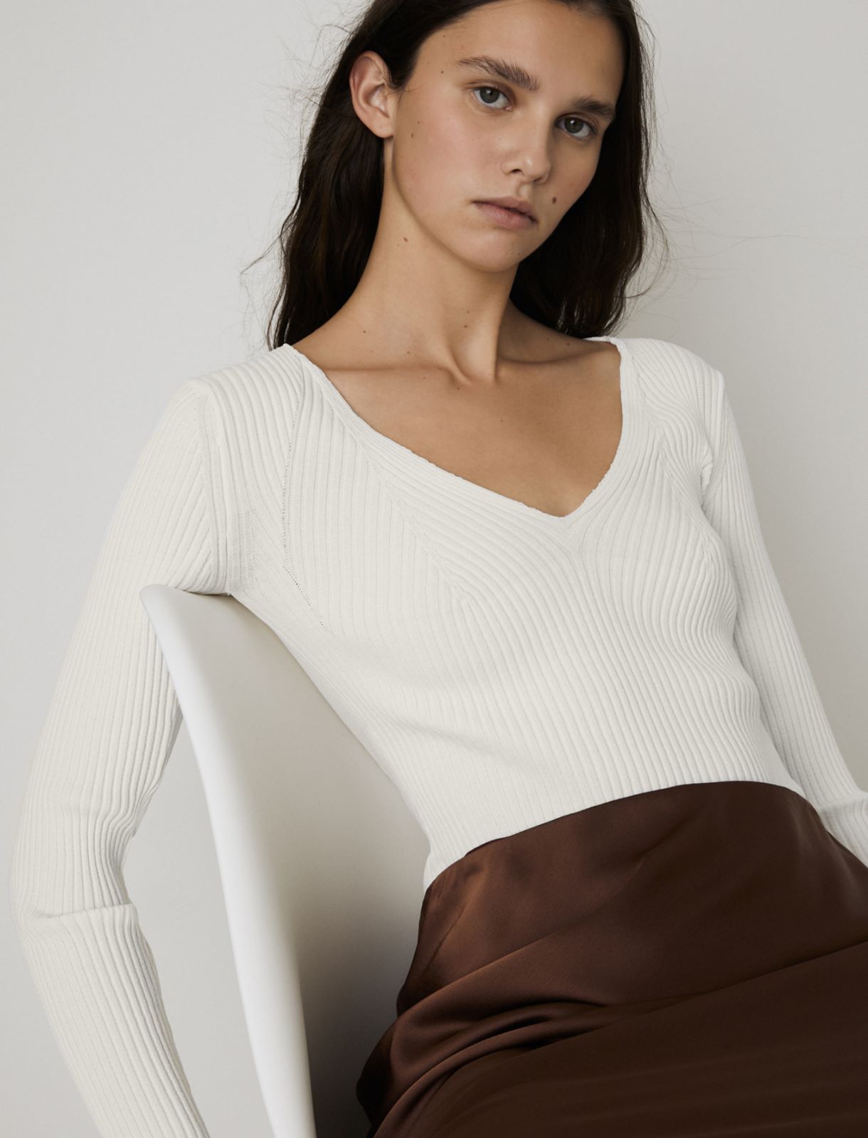 Pull ajusté, creme - Marella