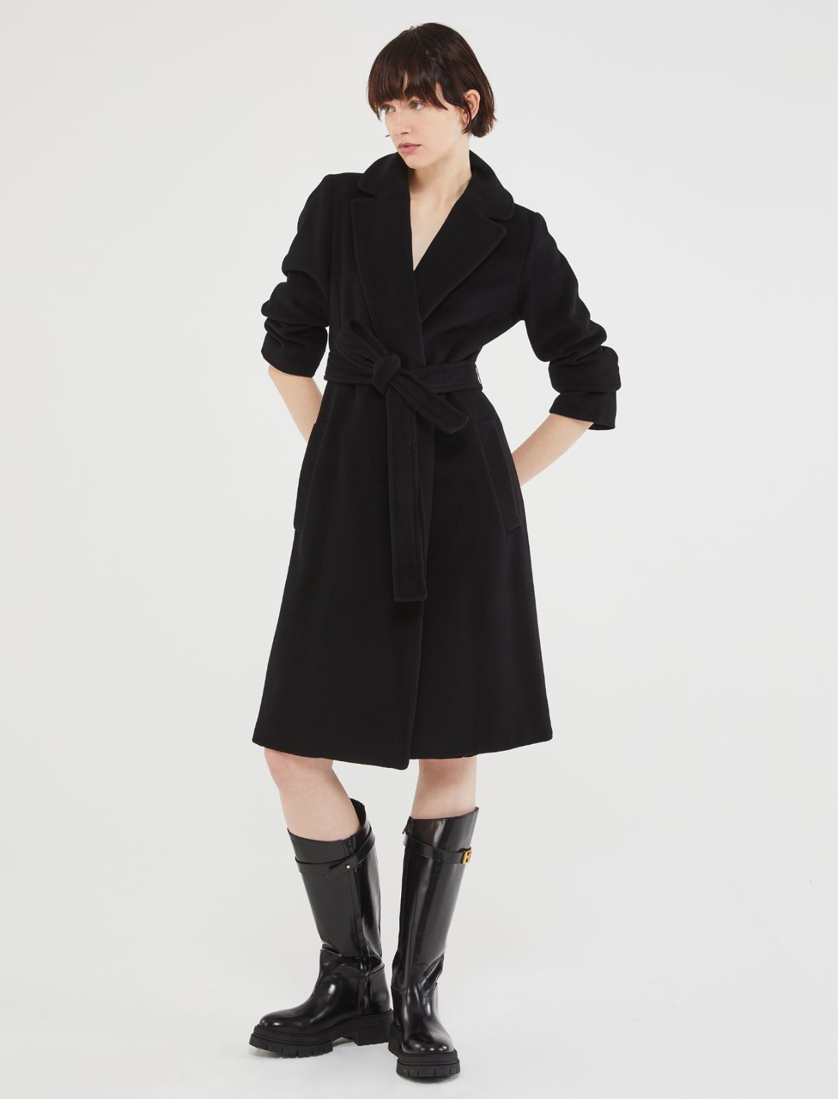 Belted coat - Black - Marina Rinaldi