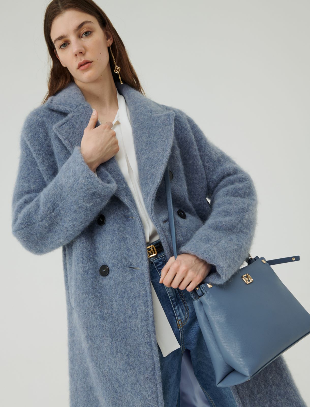 Double-breasted coat - Dust blue - Marella - 3