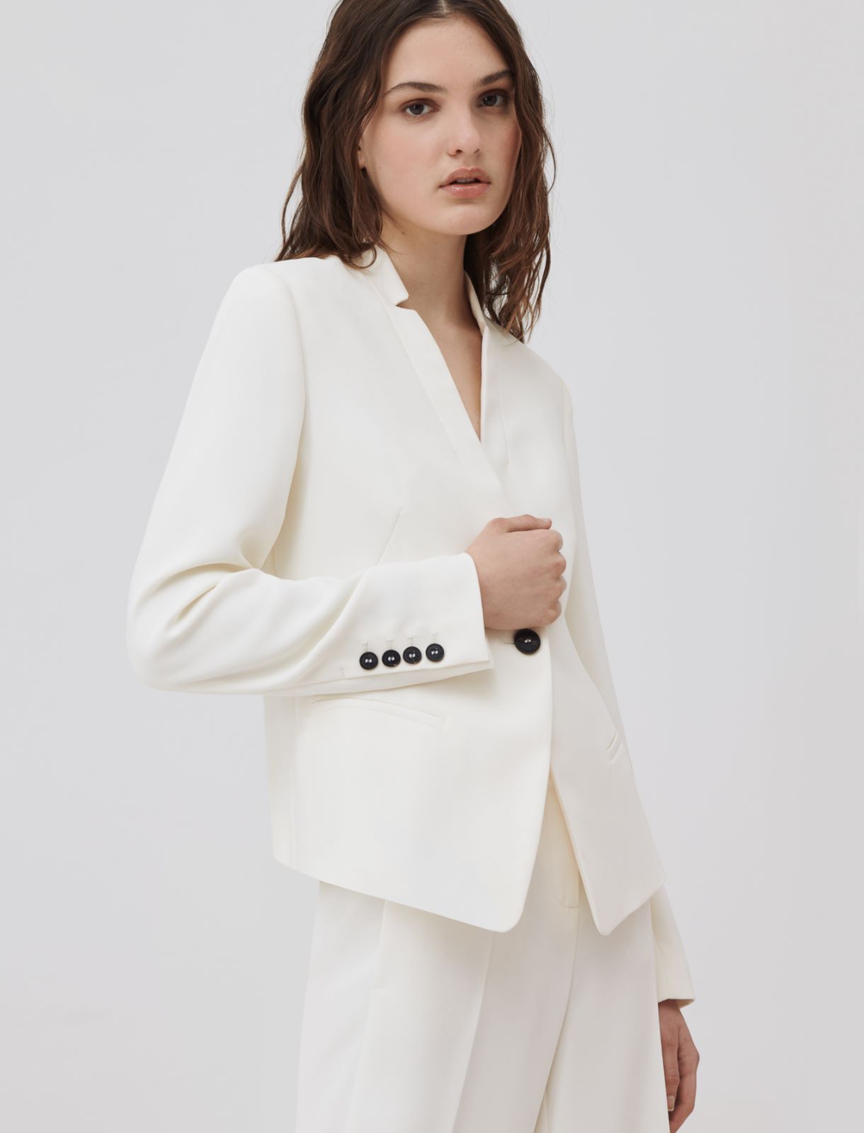 Semi-fitted blazer, wool white - Marella