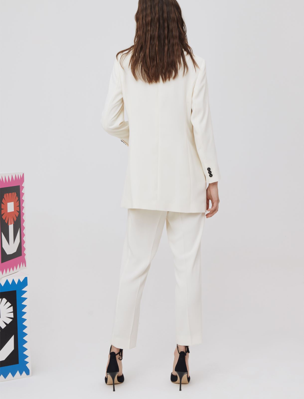 Long blazer, wool white - Marella