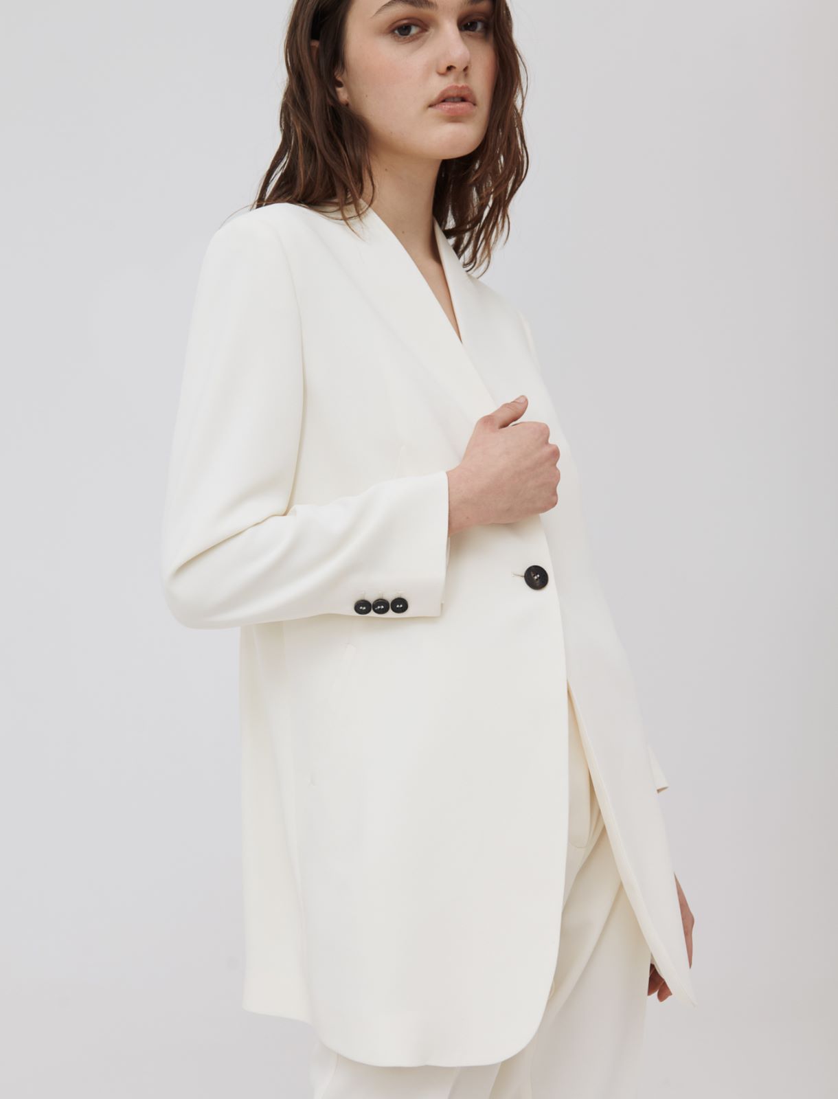 Long blazer, wool white - Marella