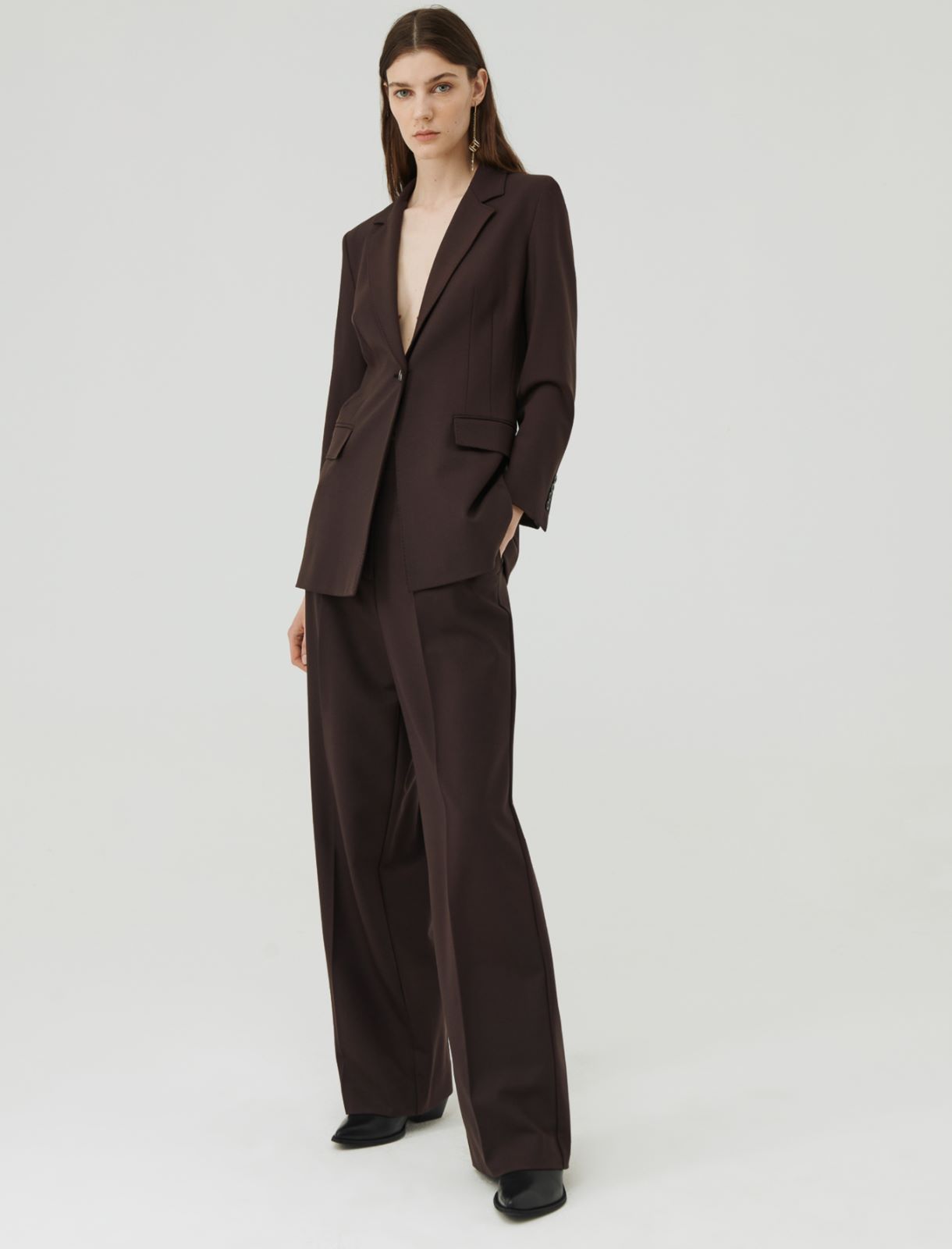 Semi-fitted blazer - Brown - Marina Rinaldi