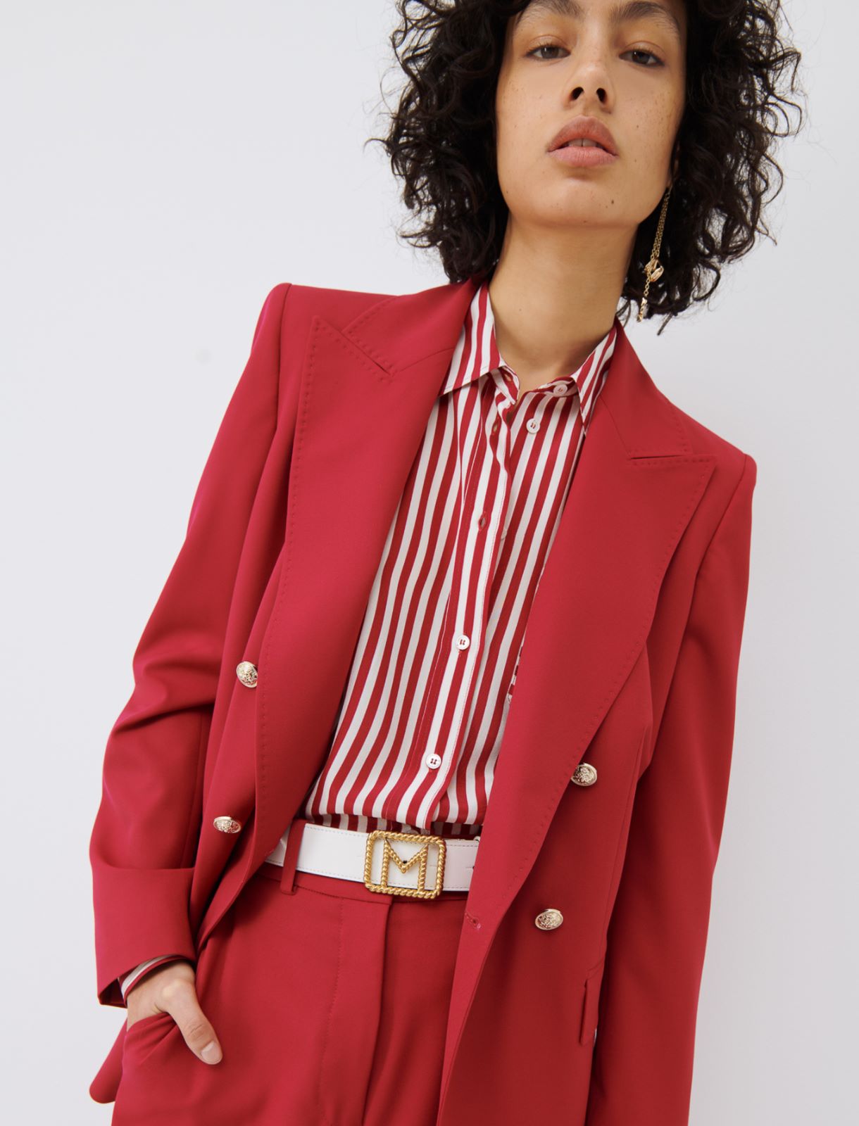 Double-breasted blazer, cherry | Marella Double-breasted blazer - Cherry - Marella - 3