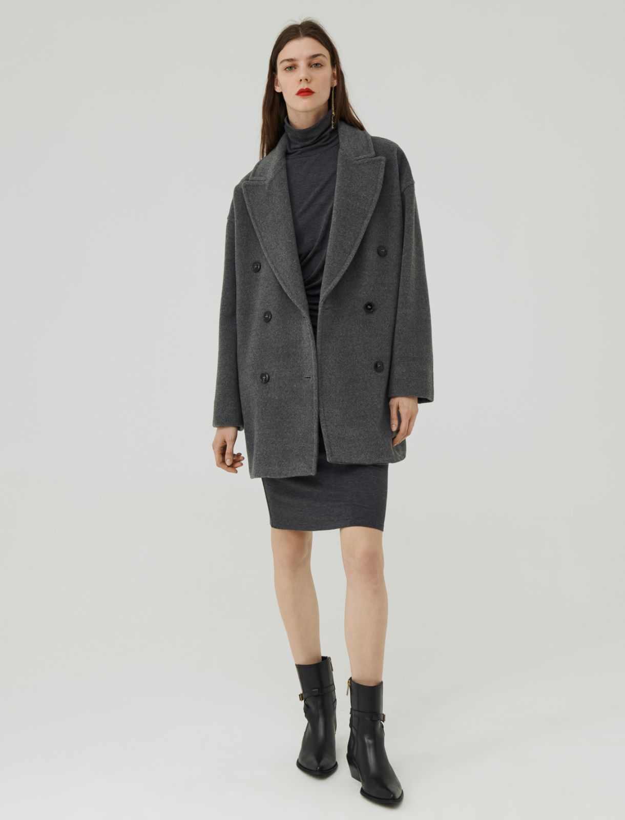 Pure wool pea coat - Melange grey - Marella