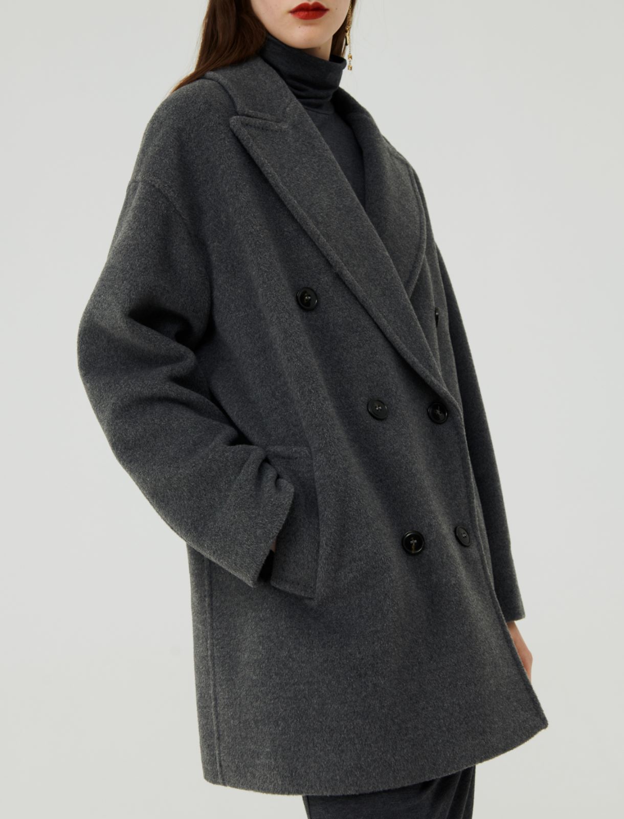 Pure wool pea coat - Melange grey - Marella - 4