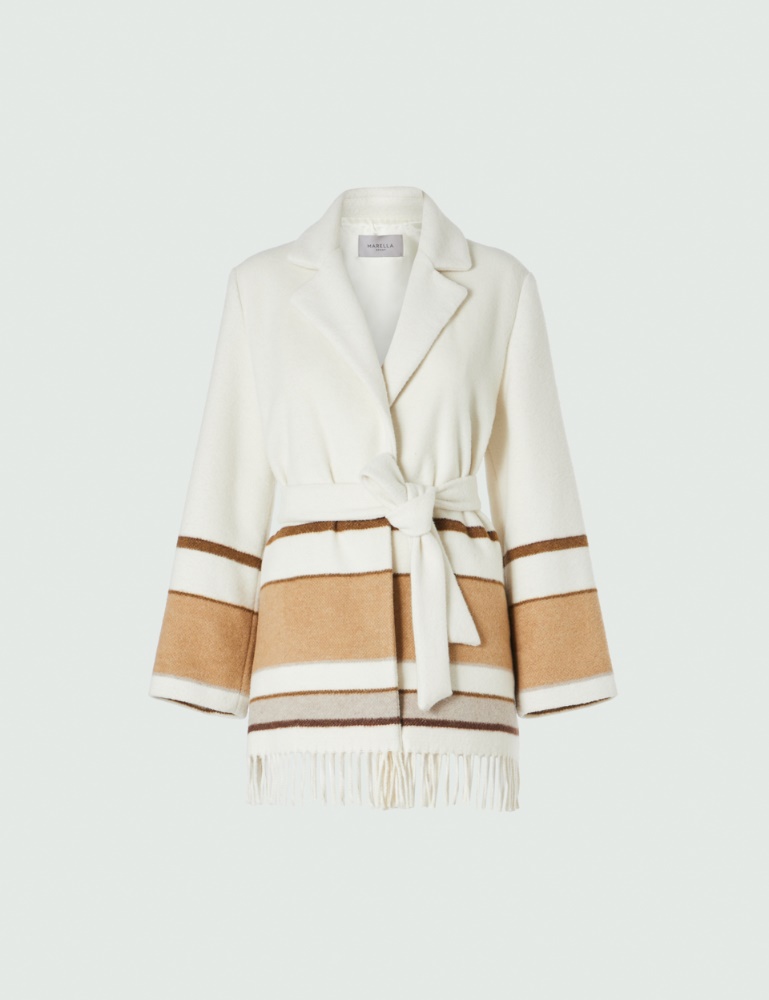 Fringed coat - Wool white - Marella - 2