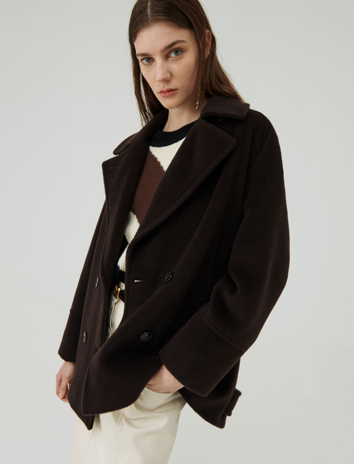 Pure wool pea coat - Brown - Marella - 3