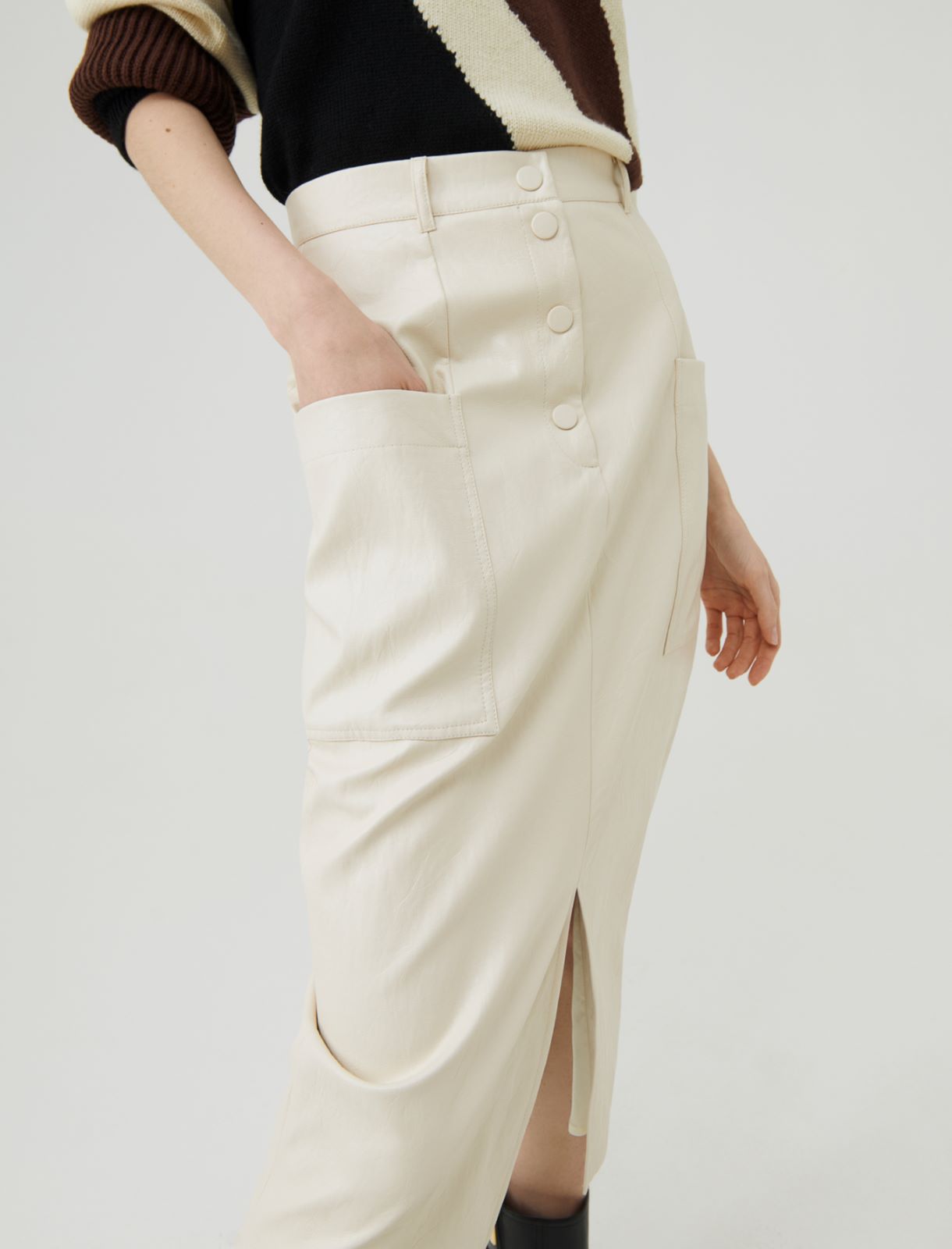Coated skirt  - Cream - Marina Rinaldi - 4