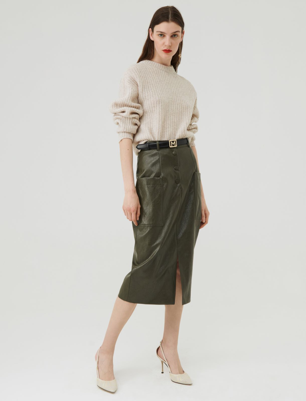Coated skirt  - Kaki - Marina Rinaldi