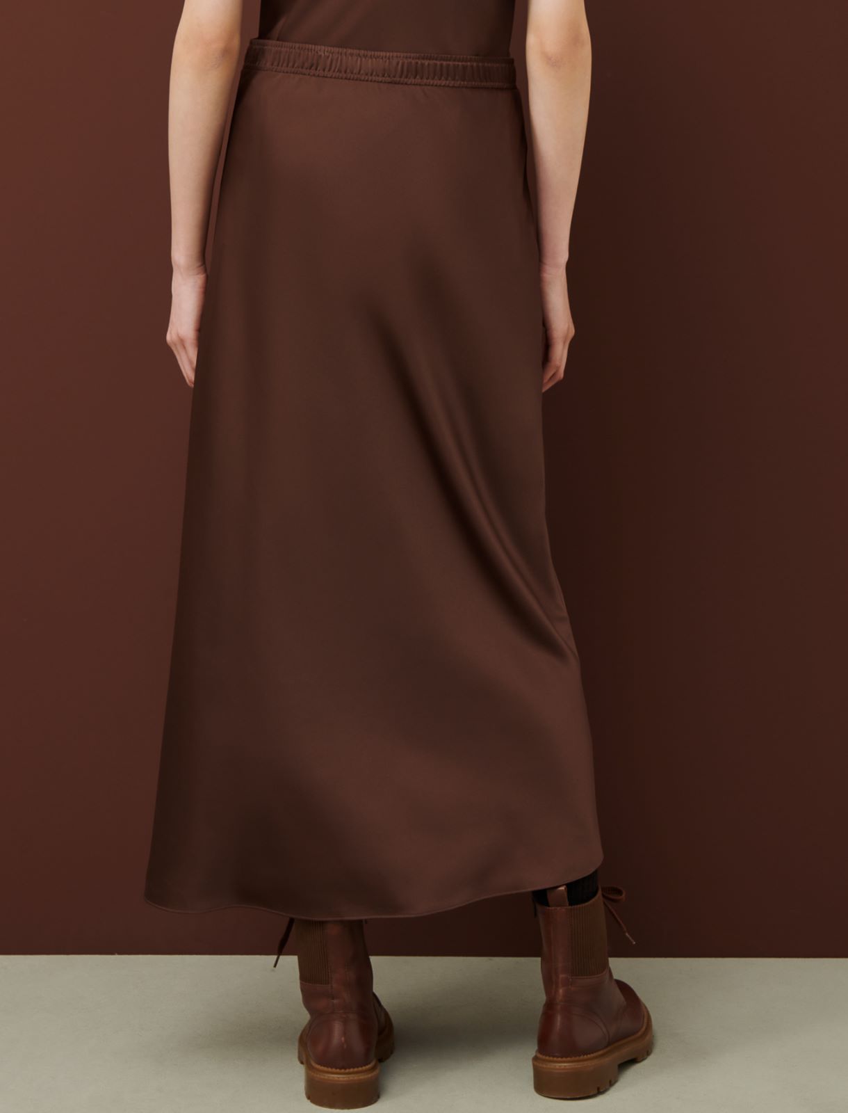 Satin skirt - Dark brown - Marina Rinaldi - 2