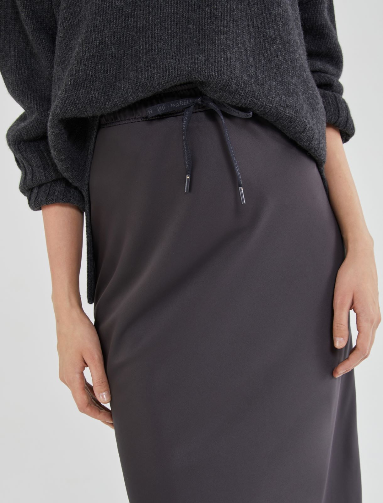 Satin skirt - Dark grey - Marella - 5