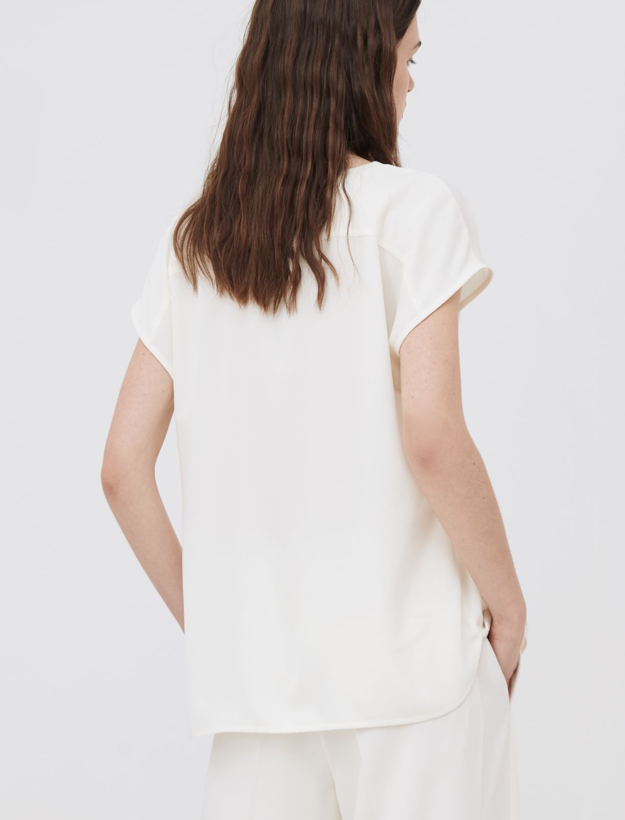 Top in satin, bianco lana - Marella