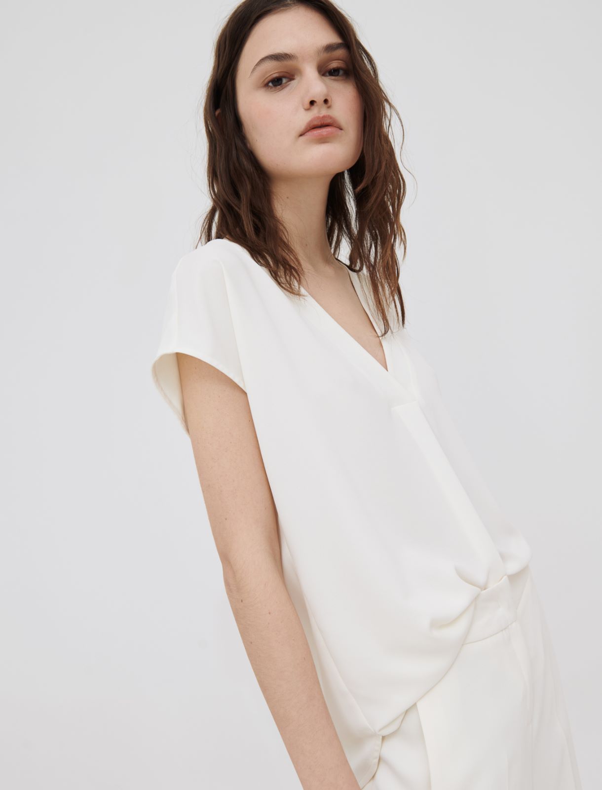 Top in satin, bianco lana - Marella