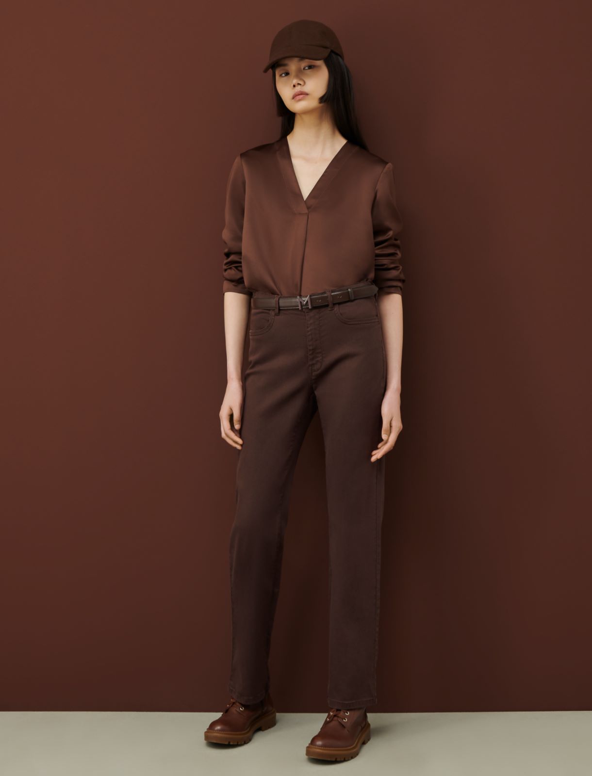 Satin blouse, dark brown - Marella