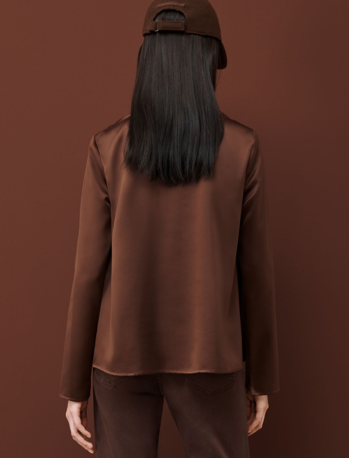 Satin blouse, dark brown - Marella