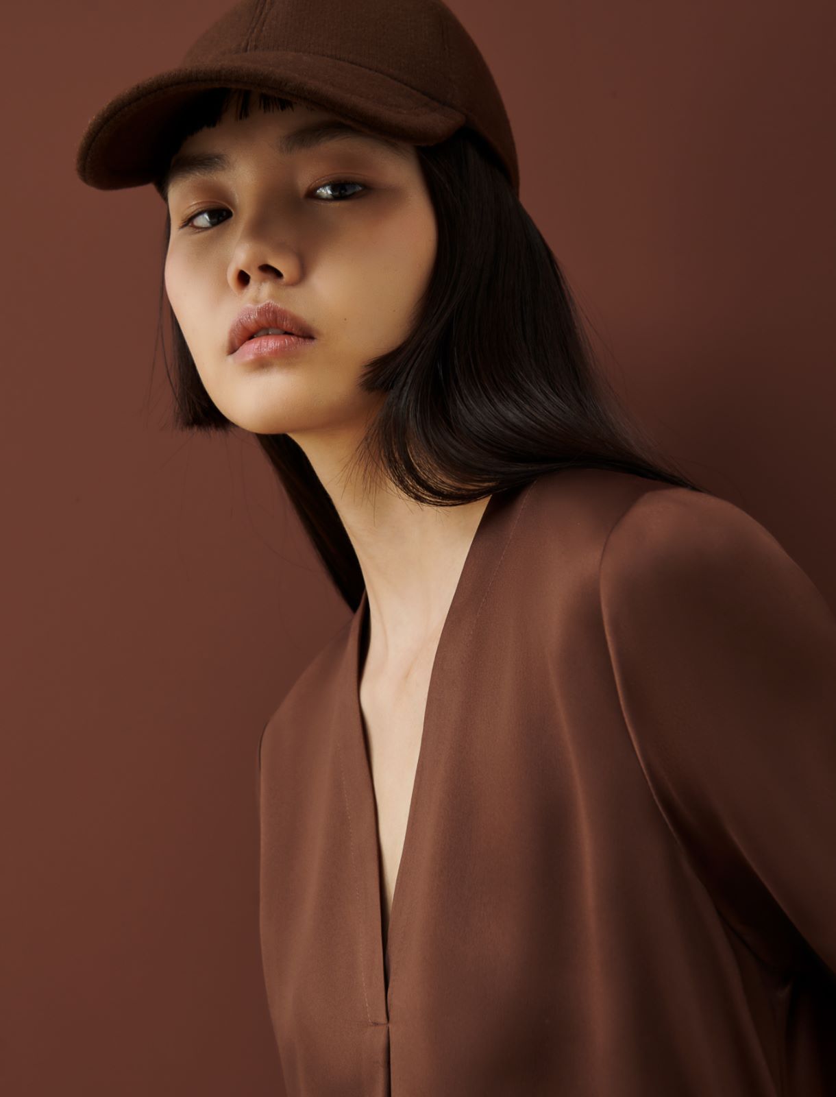 Satin blouse, dark brown - Marella