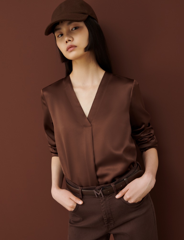 Satin blouse - Dark brown - Marella