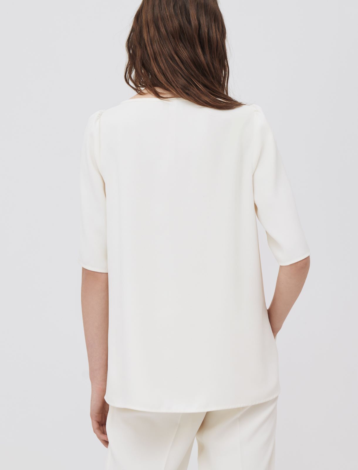 Blusa in crêpe, bianco lana - Marella