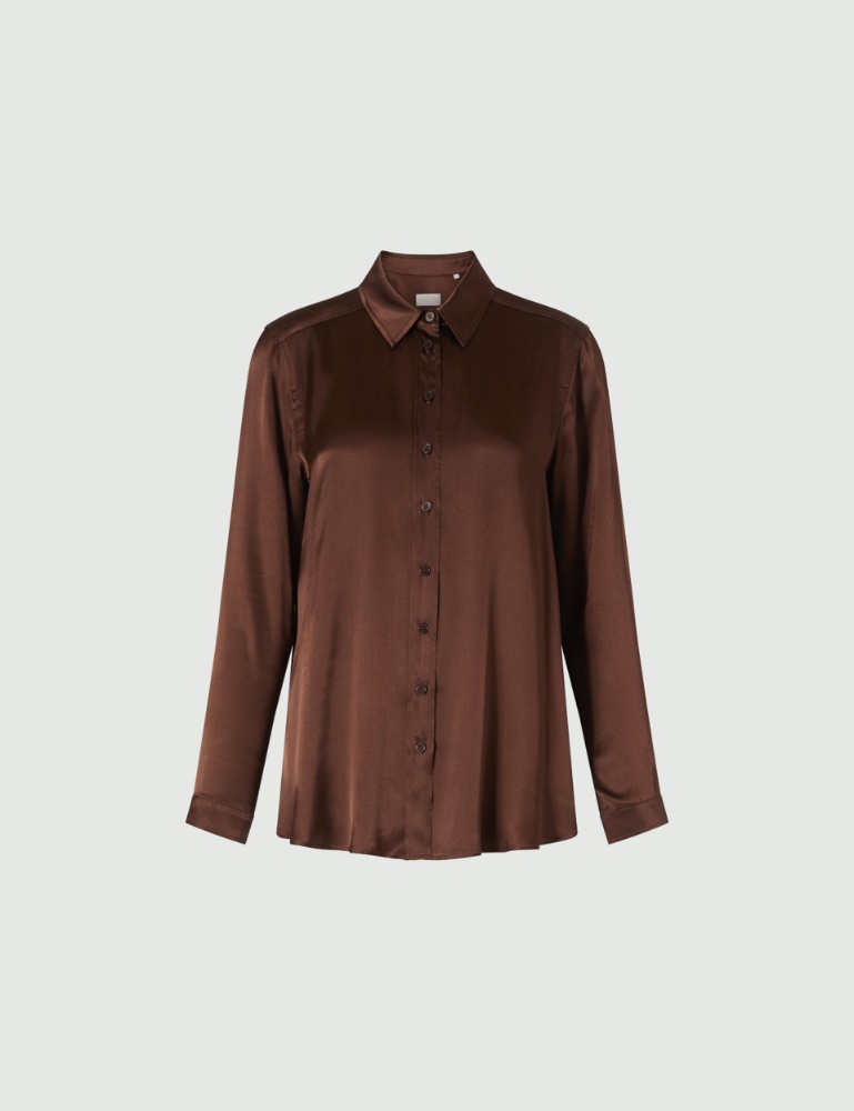 Satin shirt - Dark brown - Marella - 2