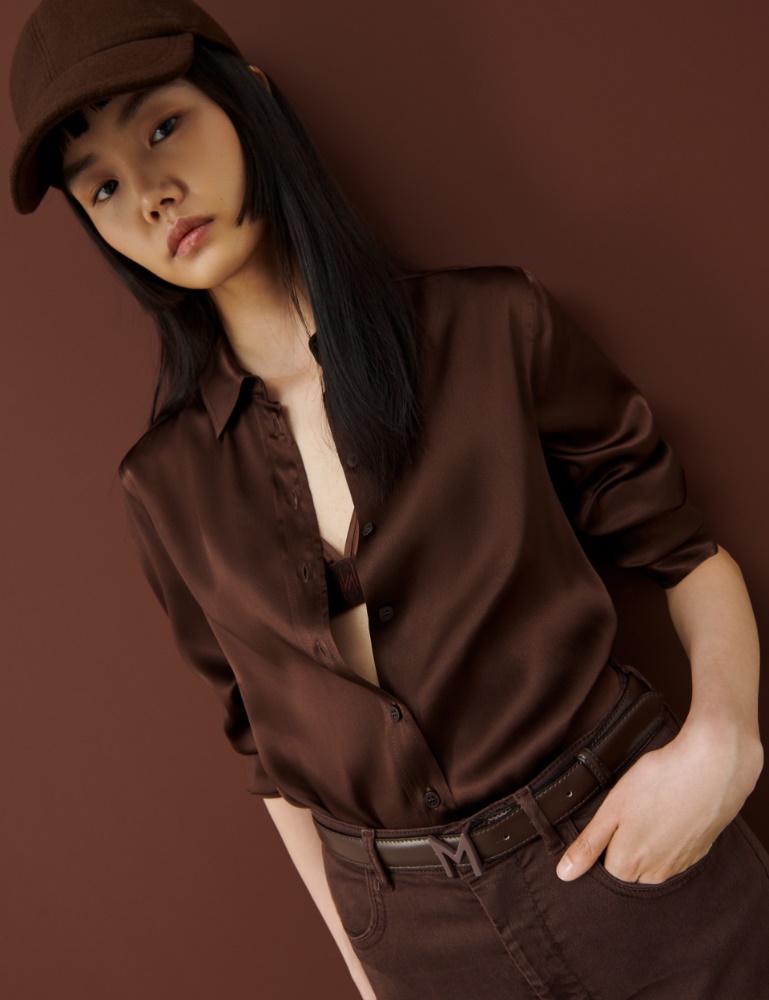 Satin shirt - Dark brown - Marella