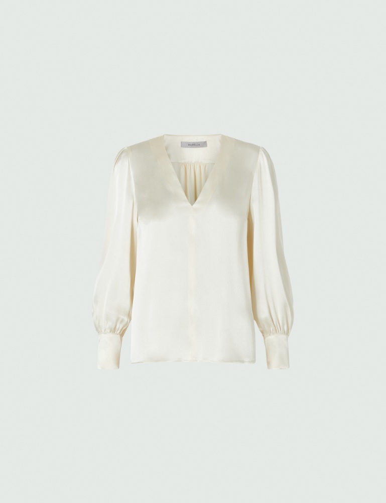 Satin blouse - Cream - Marella - 2