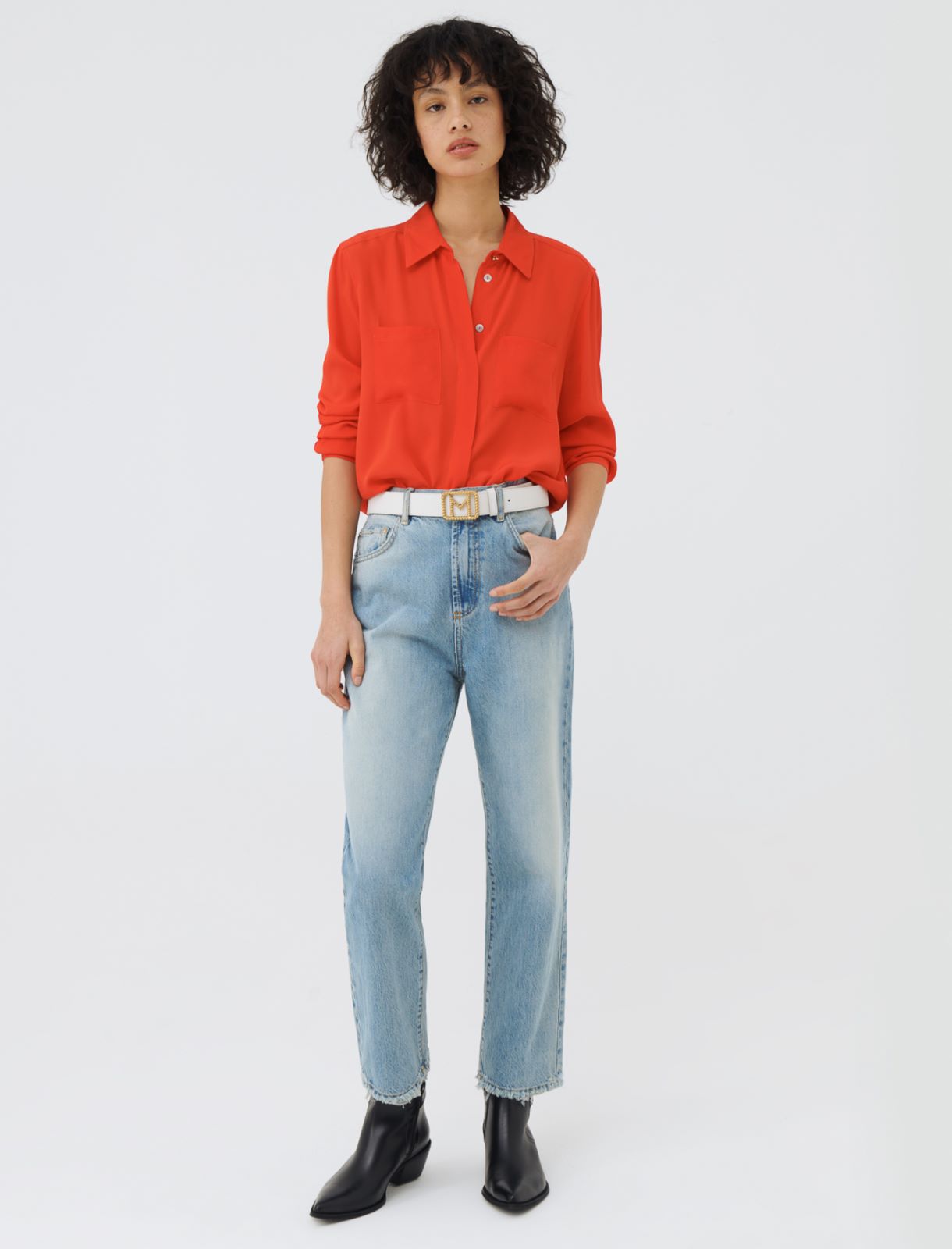 Hemdbluse aus Crêpe, rot | Marella Hemdbluse aus Crêpe - Rot - Marella