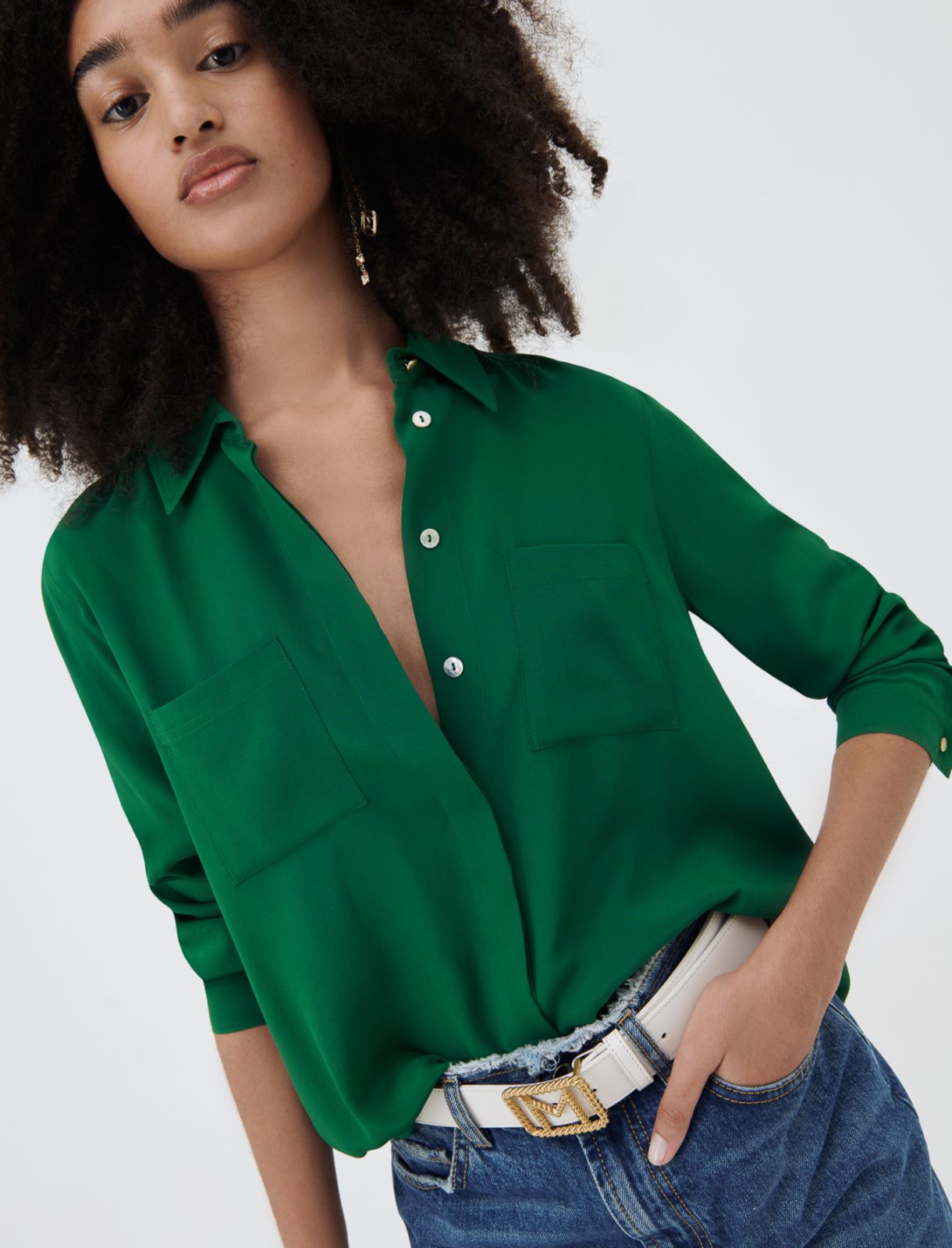 Crepe shirt - Green - Marina Rinaldi - 3