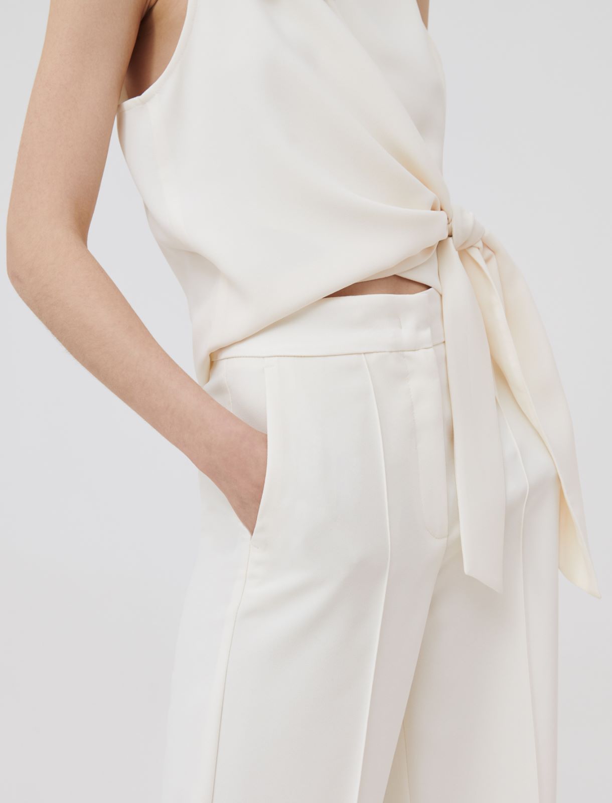 Crepe trousers, wool white - Marella