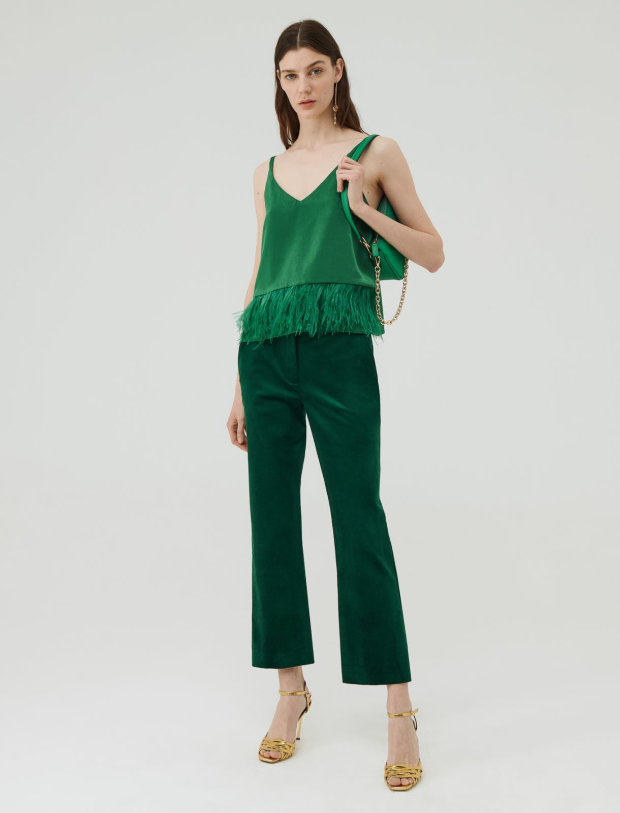 Velvet trousers - Green - Marella