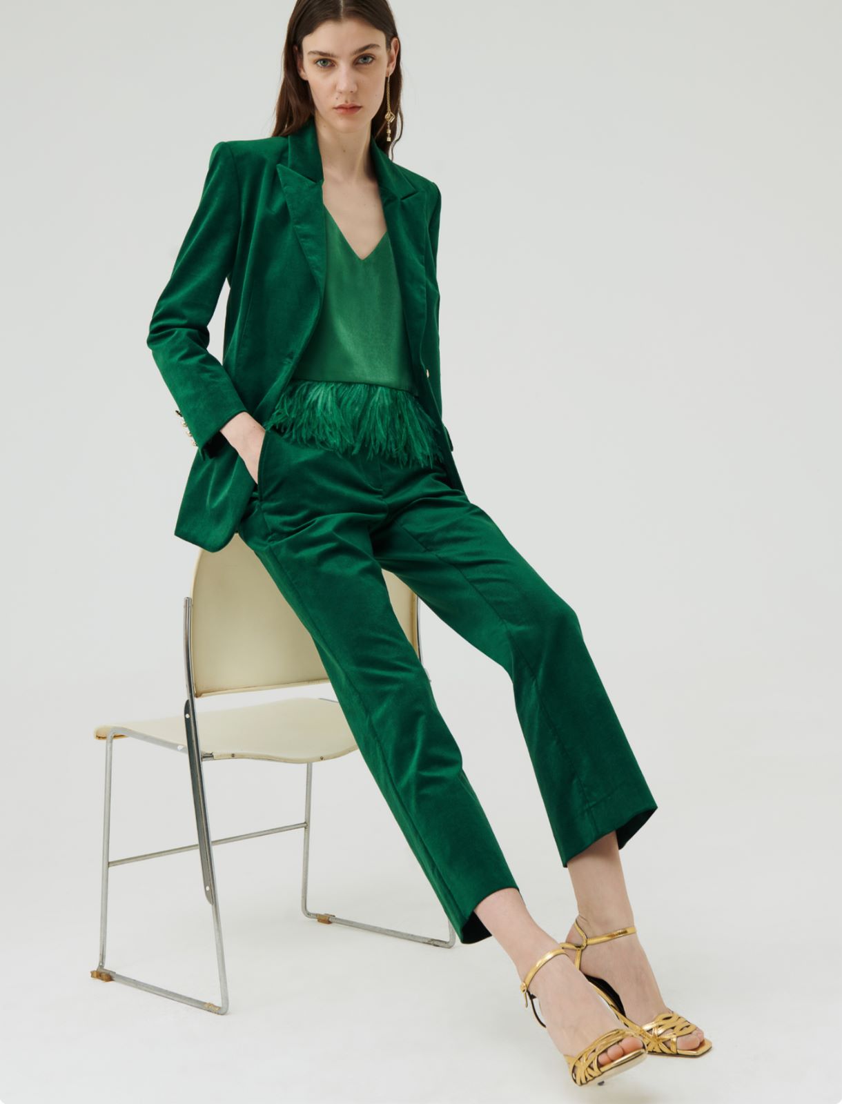 Velvet trousers - Green - Marella - 3