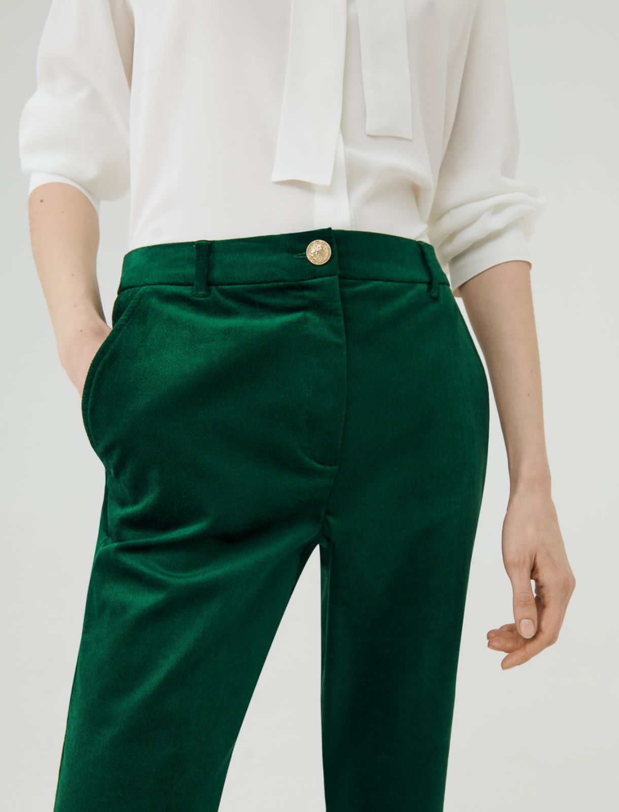Velvet trousers - Green - Marella - 4