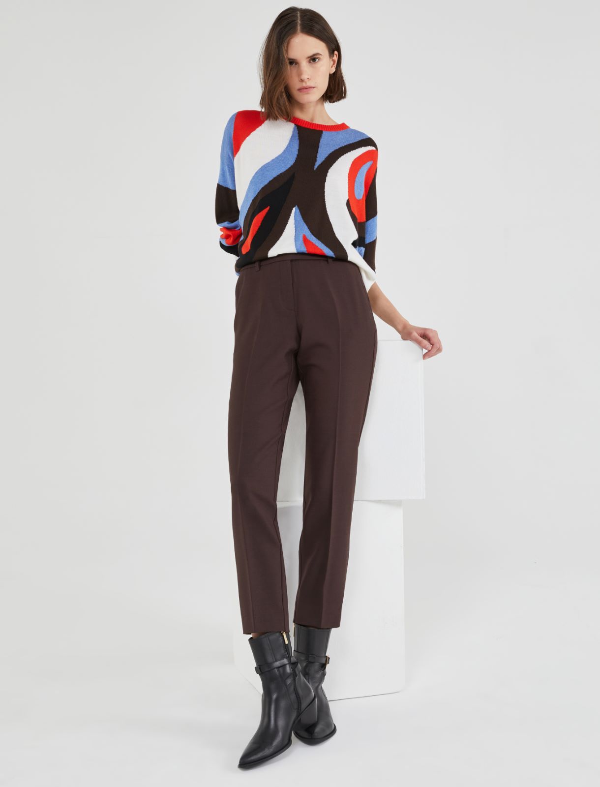 Wool-blend trousers, brown | Marella