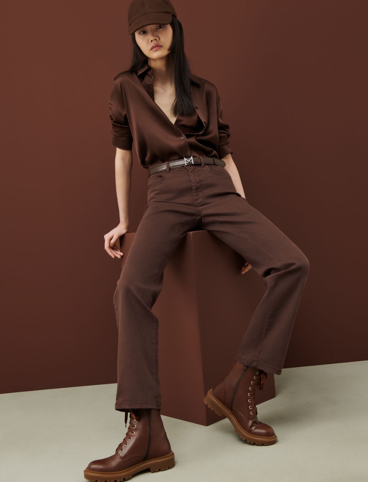 Straight-fit jeans, dark brown | Marella Straight-fit jeans - Dark brown - Marella - 3