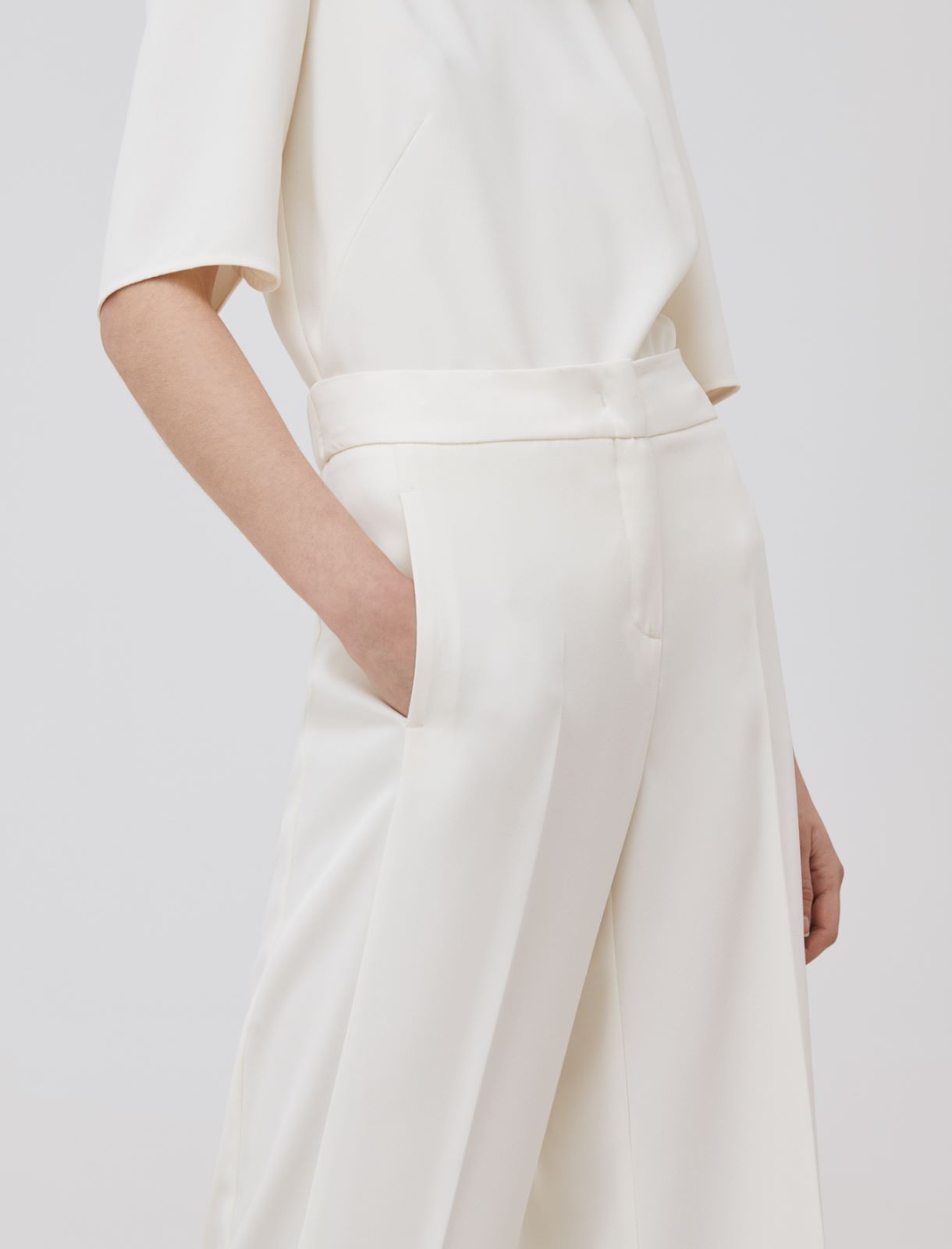 Crepe trousers, wool white - Marella
