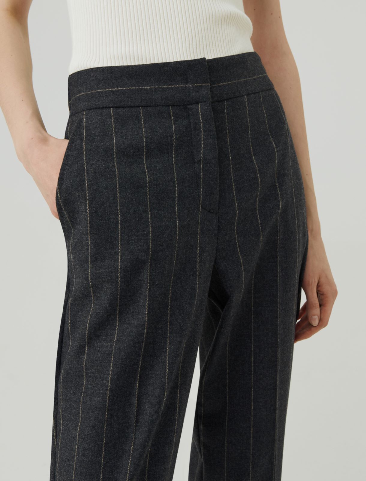 Flannel trousers - Melange dark grey - Marella - 4