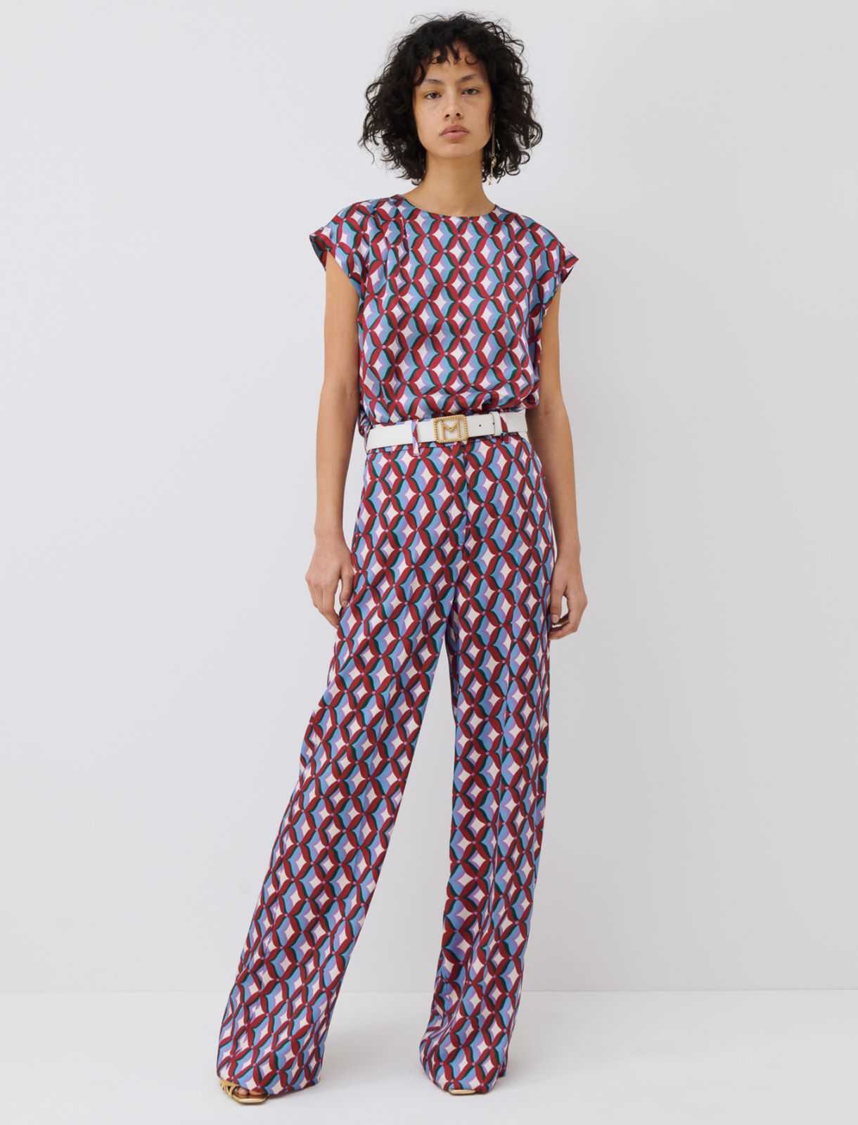 Patterned trousers, cherry | Marella Patterned trousers - Cherry - Marella