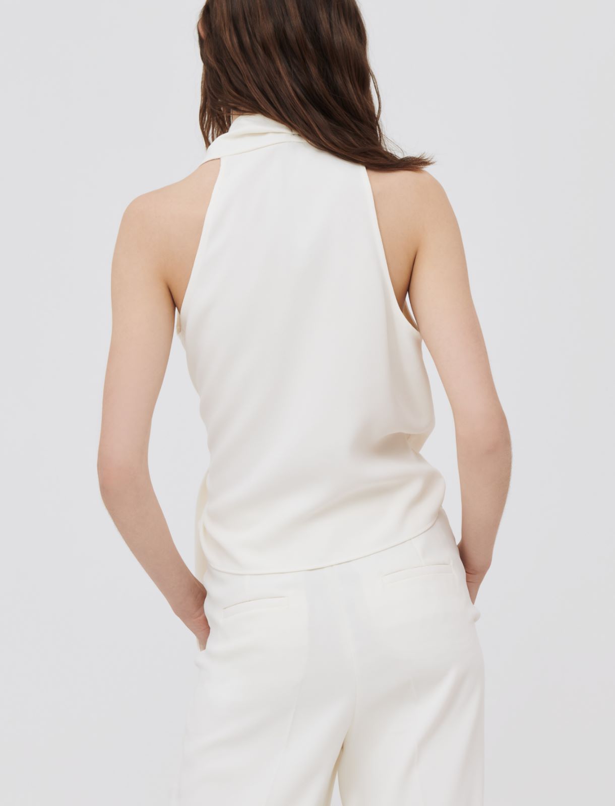 Crepe top, wool white - Marella