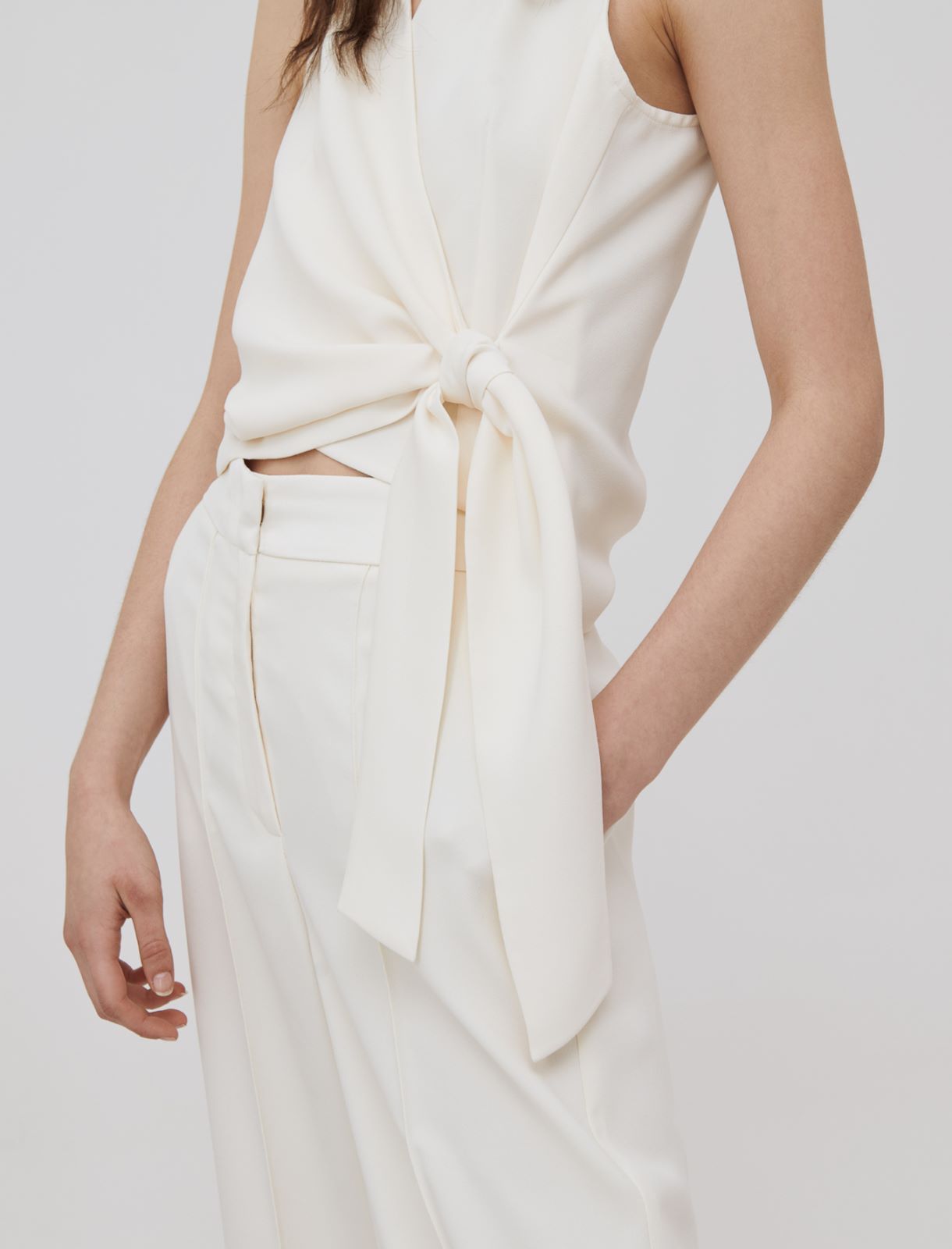 Crepe top, wool white - Marella