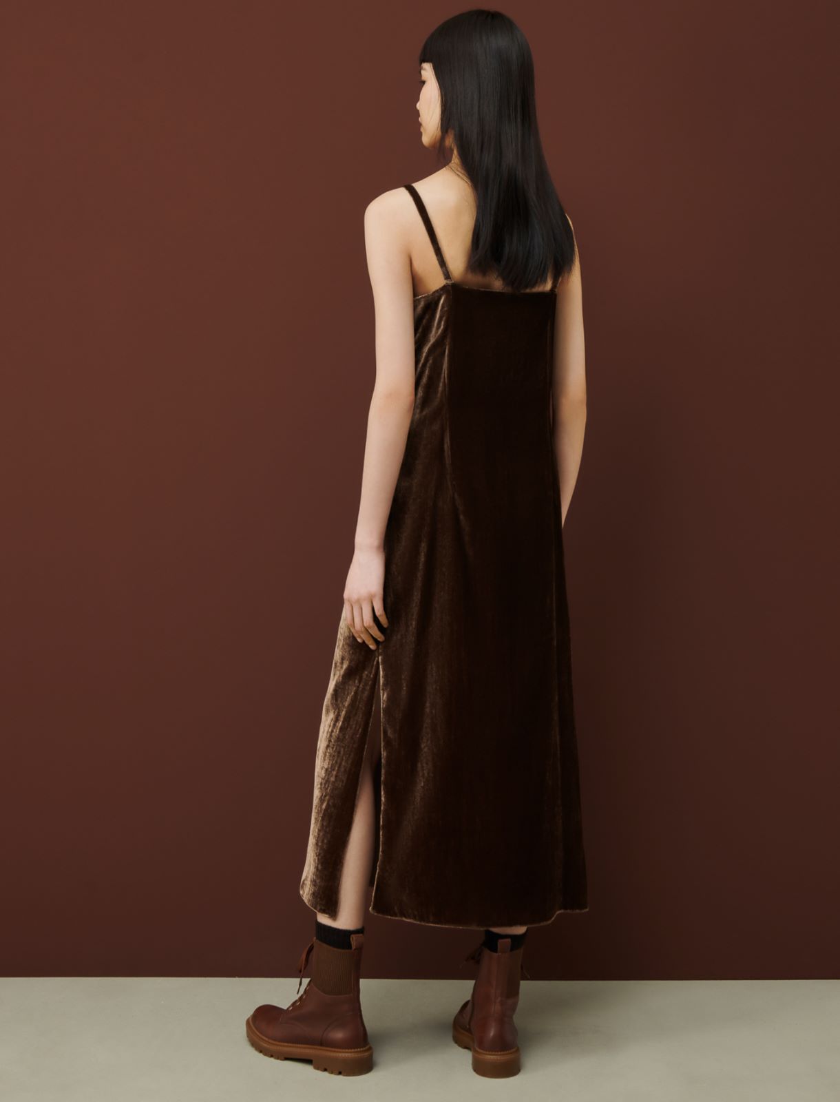 Velvet dress - Dark brown - Marella - 3