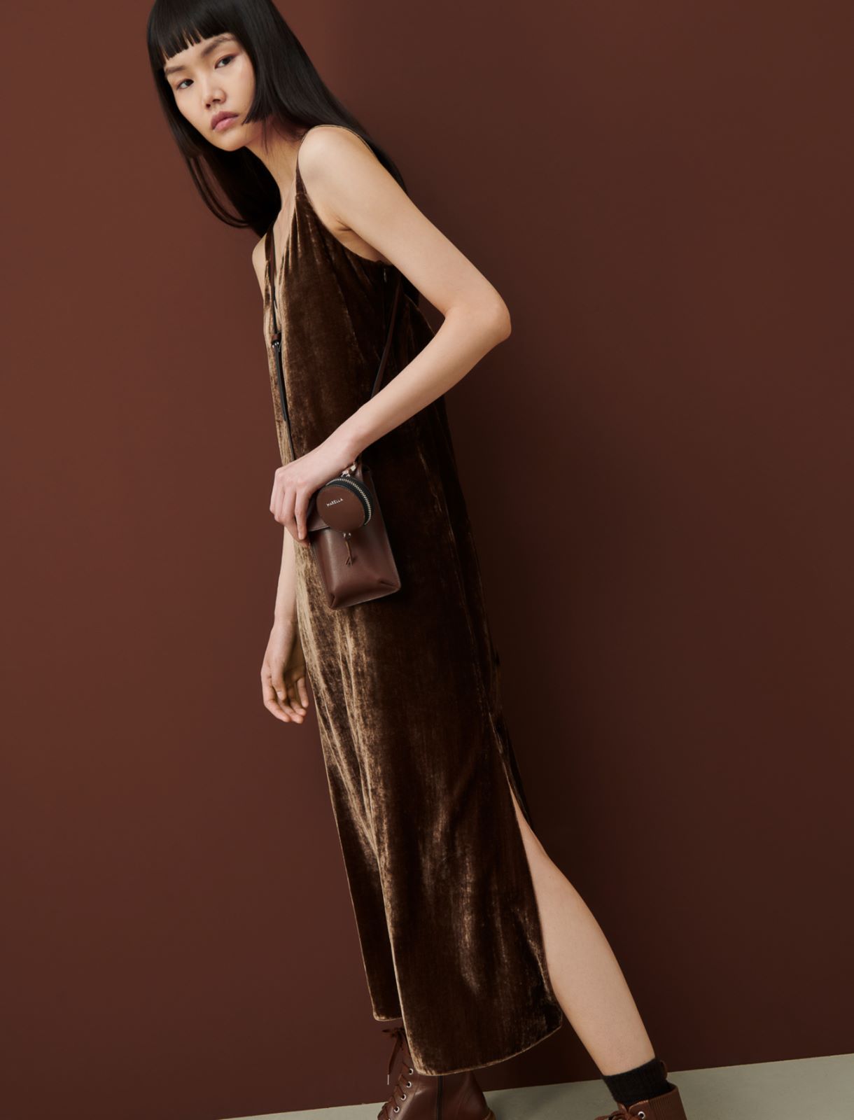 Velvet dress - Dark brown - Marella - 4