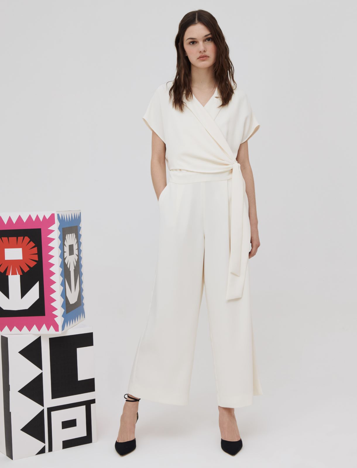 Crepe jumpsuit - Wool white - Marina Rinaldi