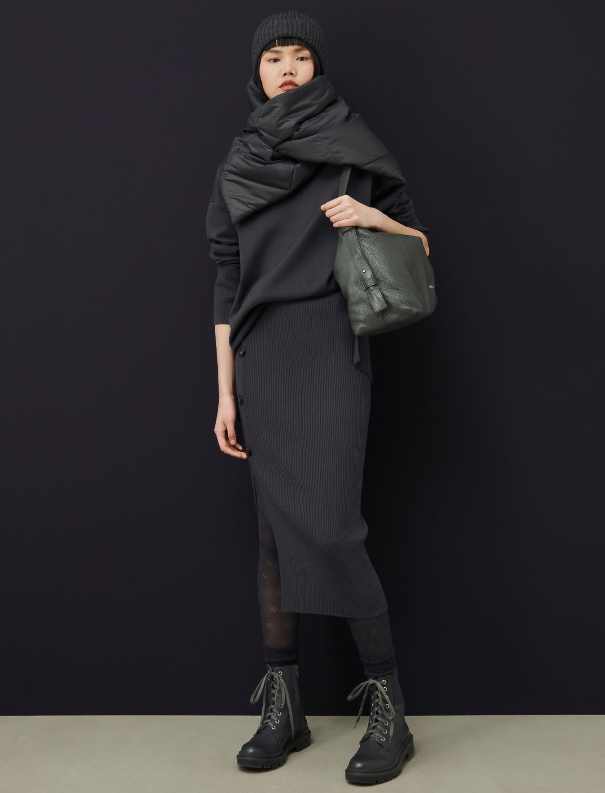 Knit skirt - Dark grey - Marina Rinaldi