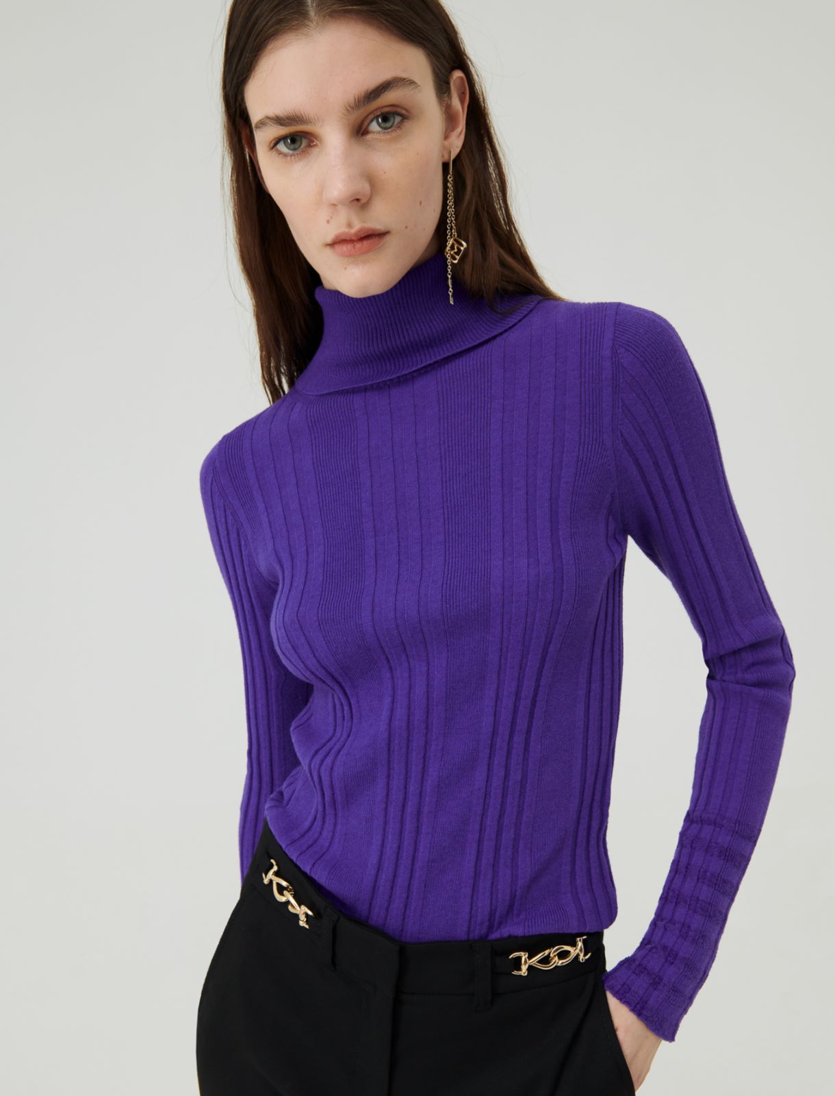 Rib-knit sweater - Purple - Marella - 3