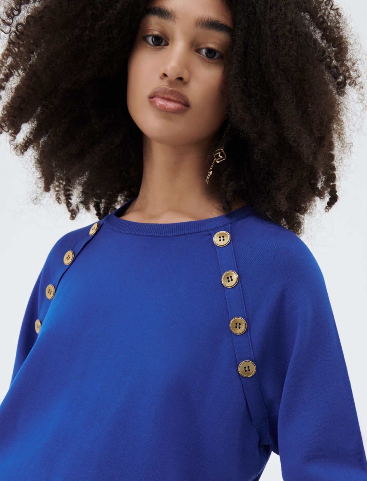Buttoned sweater, electric blue | Marella Buttoned sweater - Electric blue - Marella - 3