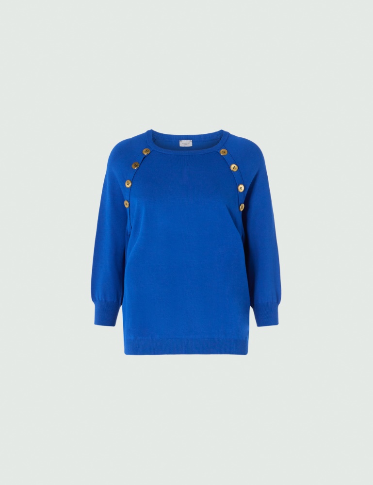 Buttoned sweater - Electric blue - Marella - 2