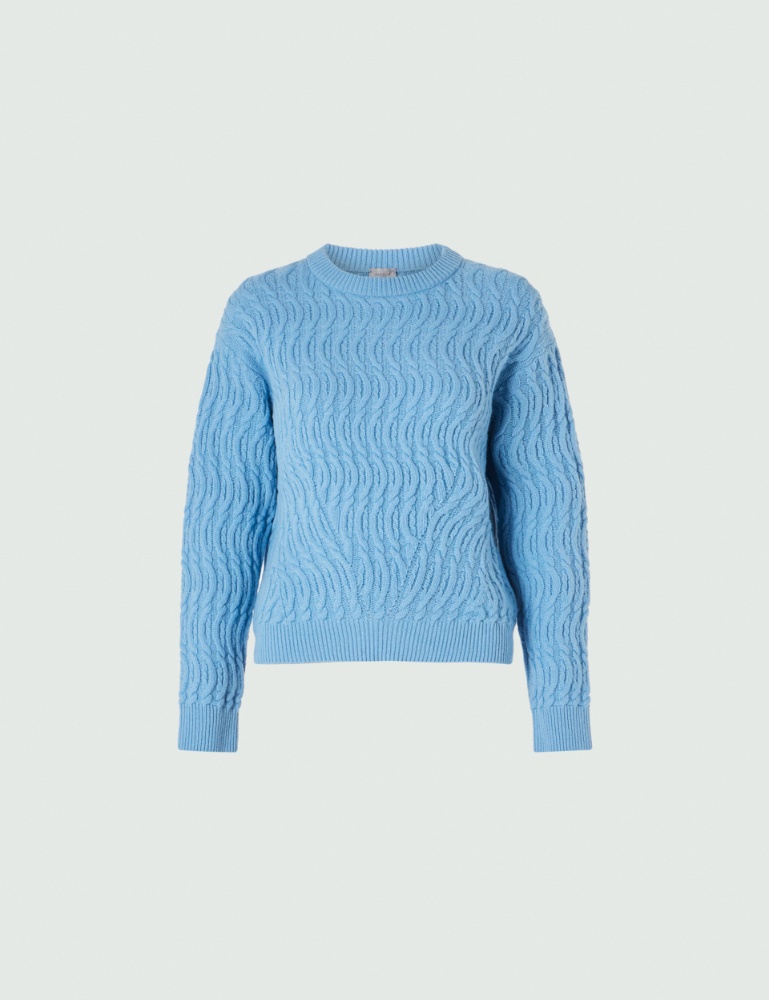 Cable-knit sweater - Light blue - Marella - 2