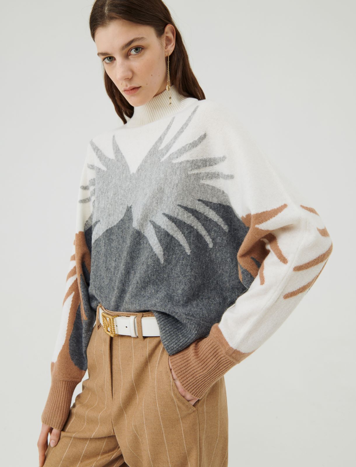 Inlay sweater - Medium grey - Marella - 3