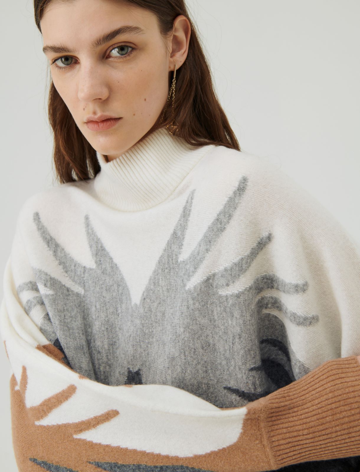 Inlay sweater - Medium grey - Marella - 4