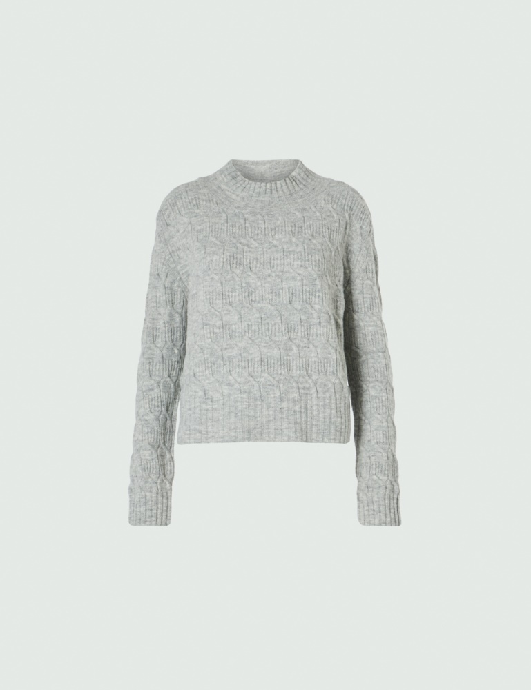 Cable-knit sweater - Light grey - Marella - 2